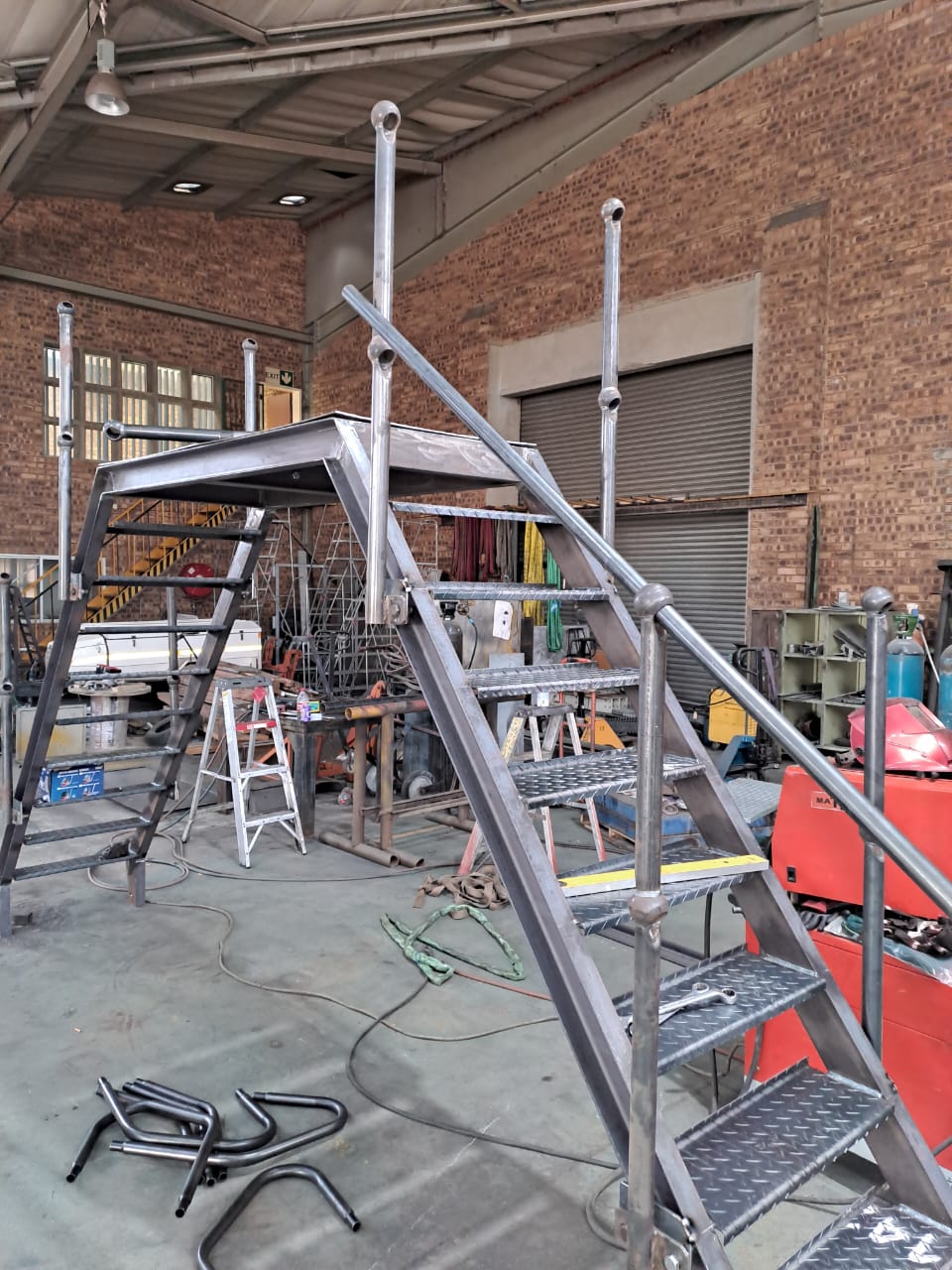 Access platform being fabricated in the workshop